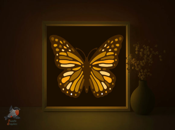 3D Butterfly Shadow Box SVG Template