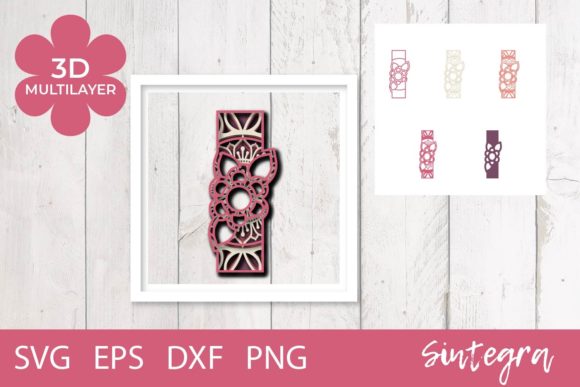 3D Floral Letter I Mandala Layer SVG