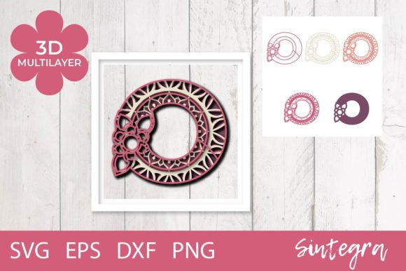 3D Floral Letter O Mandala Layer SVG