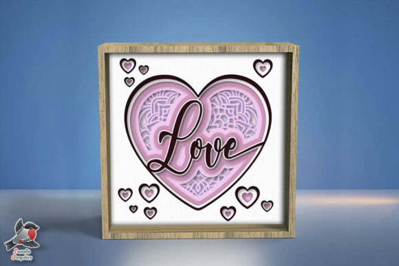 3D Heart Love Shadow Box SVG Template