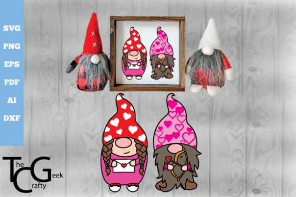 3D Layered Valentines Gnome SVG for Crafts and Graphics