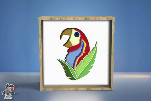 3D Parrot Bird Shadow Box SVG Template