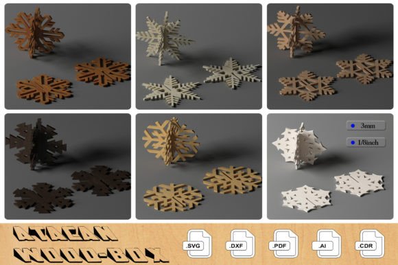 3D Standing Wooden Snowflakes Bundle 283