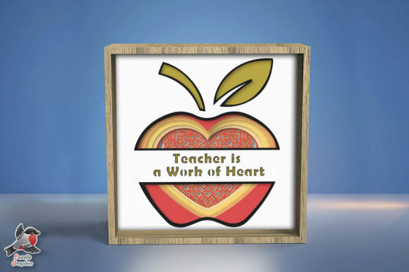 3D Teacher Gift Shadow Box SVG Template