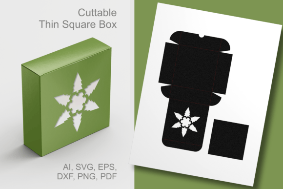 6 Point Star Window Square Box Template 3D SVG Gift Boxes