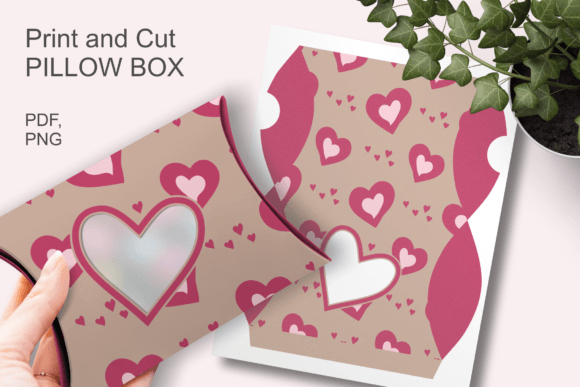 Beige Valentine Hearts Window Pillow Box 3D SVG