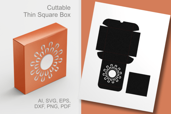 Bloom Round Window Thin Square Box SVG