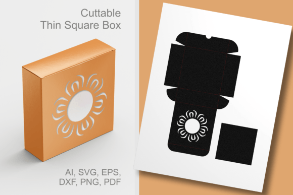 Blossom Round Window Thin Square Box SVG