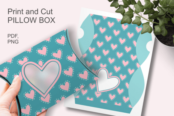 Blue Valentine Hearts Window Pillow Box 3D SVG Gift Boxes