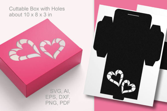 Couple of Hearts Rectangular Favor Box 3D SVG Shapes