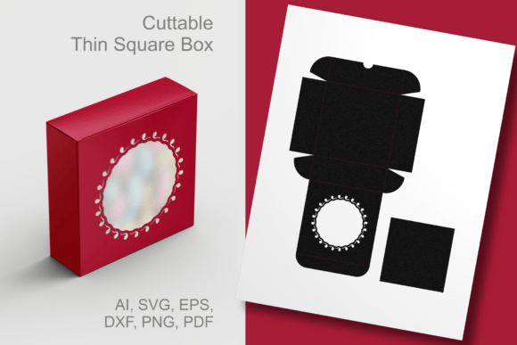 Floral Drops Round Window Square Box 3D SVG