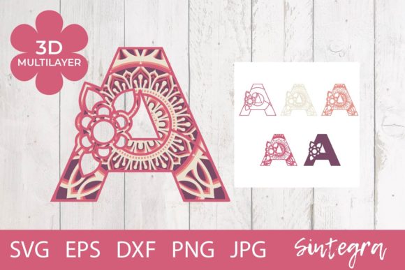 Floral Letter A 3D SVG Shapes