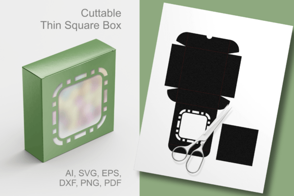 Geometric Border Window Square Gift Box 3D SVG Shapes