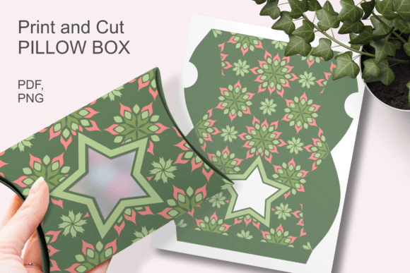Green Festive Star Pillow Box: 3D SVG Gift Boxes