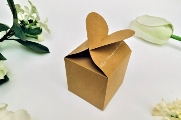 Heart Shaped Cube Box Template 3D SVG Shapes