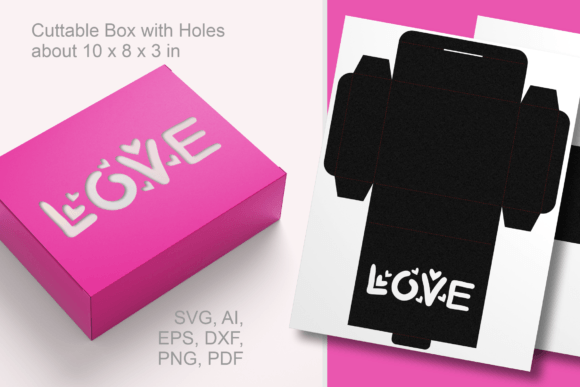 LOVE Rectangular Gift Box Template 3D SVG Shapes