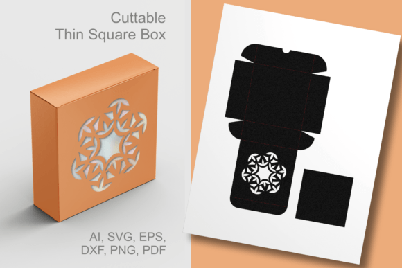Mandala Window Square Gift Box Template: 3D SVG Shapes