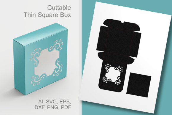 Ornate Window Thin Square Box Template 3D SVG Gift Boxes
