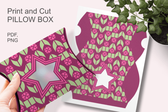 Purple Festive Star Window Pillow Box: 3D SVG Gift Boxes