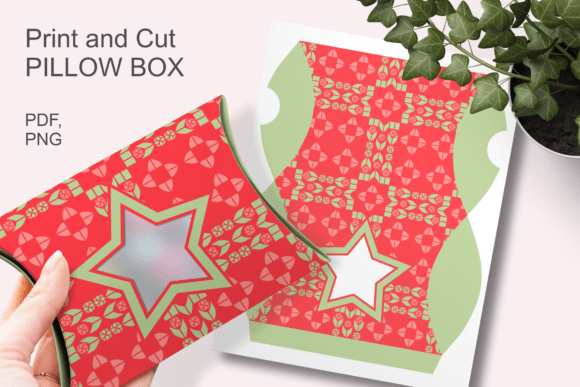 Red Christmas Star Window Pillow Box: 3D SVG Gift Boxes