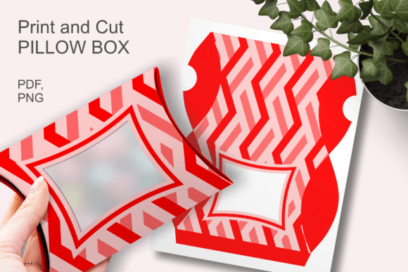 Red Geometric Window Pillow Box: 3D SVG Gift Boxes
