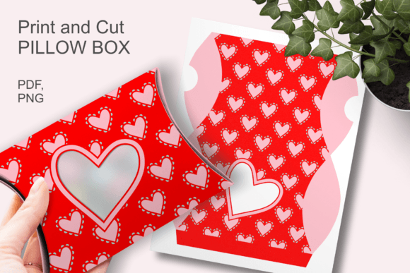 Red Valentine Hearts Window Pillow Box