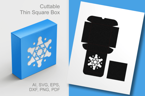Six-pointed Star Window Square Gift Box 3D SVG