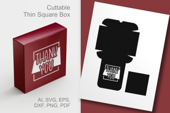 Smooth Tall Thank You Square Gift Box 3D SVG Shapes